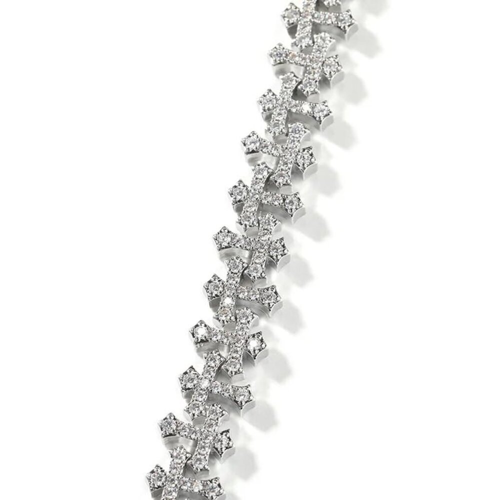 Sterling Silver Iced Out Cross Bracelet 925 Silver Hip Hop Jewelry - Picture 6 of 8